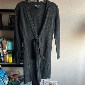 🏷 Carole Little Merino Wool Belted Open Long Cardigan in Gray
